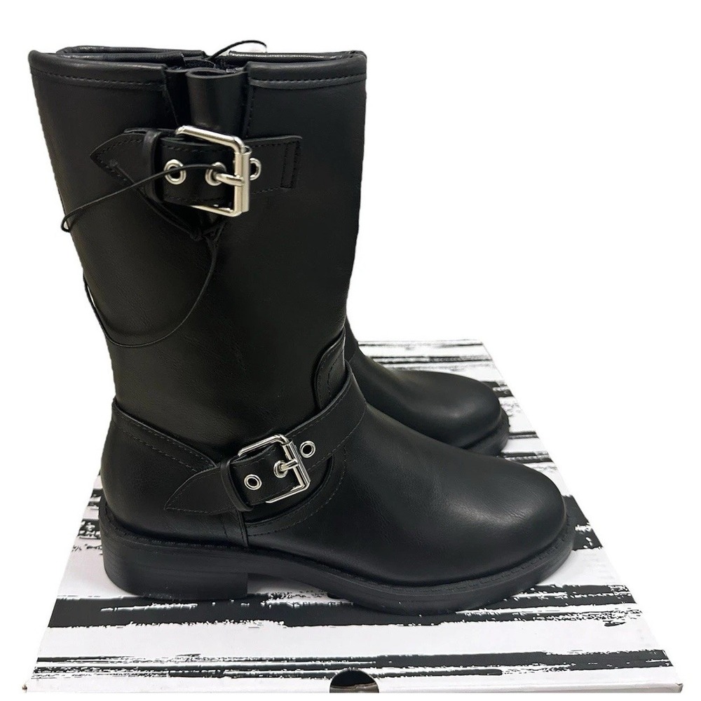 DV By Dolce Vita Buckle Moto Women's Boots Side Zip Black Size 6 NEW